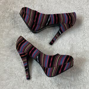 Delicacy Textured stripe platform stiletto heels, size 8.5